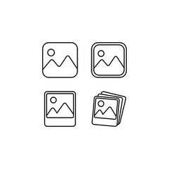 Photo gallery icons for app or website. Vector illustration isolated on white backround