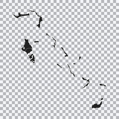 Political map of the Bahamas isolated on transparent background. High detailed vector illustration.