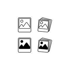 Photo gallery icons for app or website. Vector illustration isolated on white backround