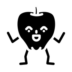 apple fruit character glyph icon vector. apple fruit character sign. isolated symbol illustration
