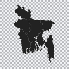 Political map of the Bangladesh isolated on transparent background. High detailed vector illustration.