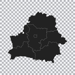 Political map of the Belarus isolated on transparent background. High detailed vector illustration.