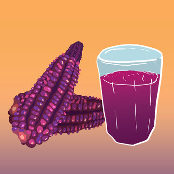 chicha morada peruvian drink illustration