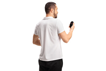 Sports coach holding a stopwatch