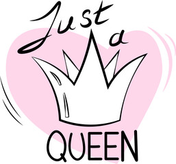 Text just a queen with a crown