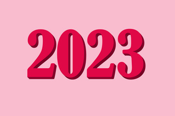 Calendar 2023. Volume Date of the New Year 2023 Via Magenta colors on a pink background, 3D, isolate, mockup