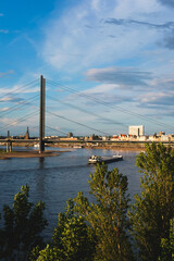 View of the Rhine bridge in Düsseldorf on a sunny day