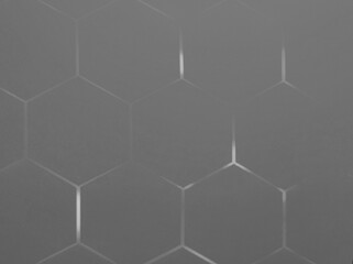 hexagons on grey background, honeycomb shape on grey background copy space. Banner, cover, mockup, for design