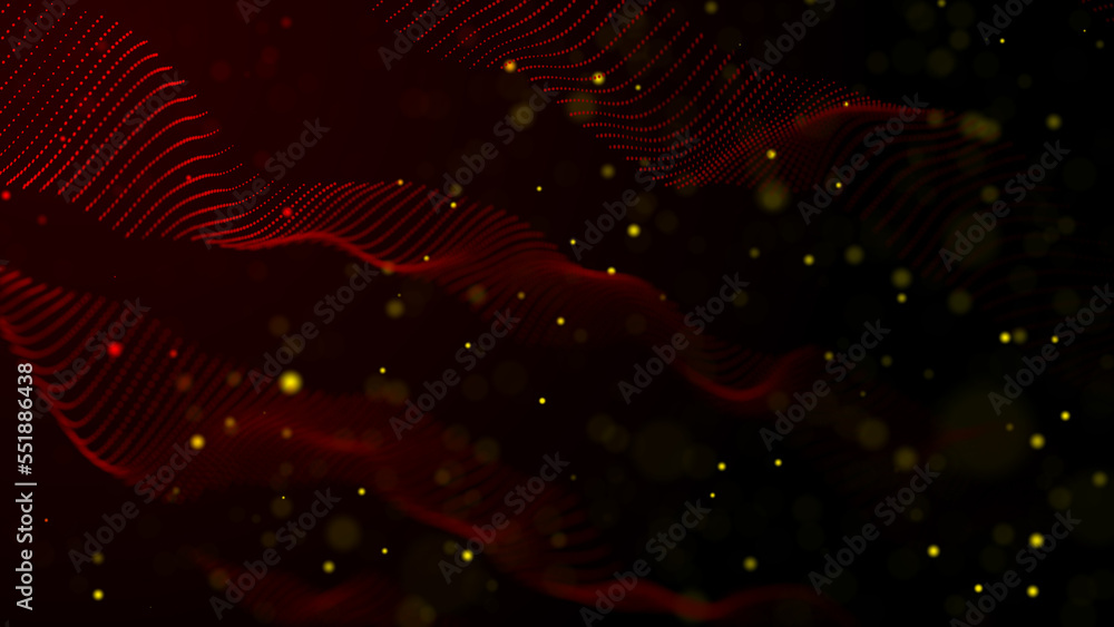 Poster textured wave of particles. visualization of technological connections. molecular connection of part