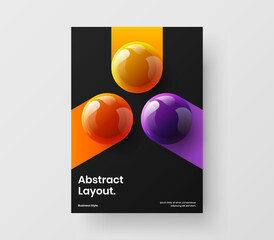Vivid brochure vector design concept. Minimalistic 3D balls corporate identity illustration.