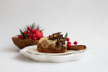 Close up Banoffee cake for Christmas