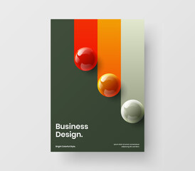 Minimalistic realistic spheres company brochure illustration. Creative poster design vector concept.