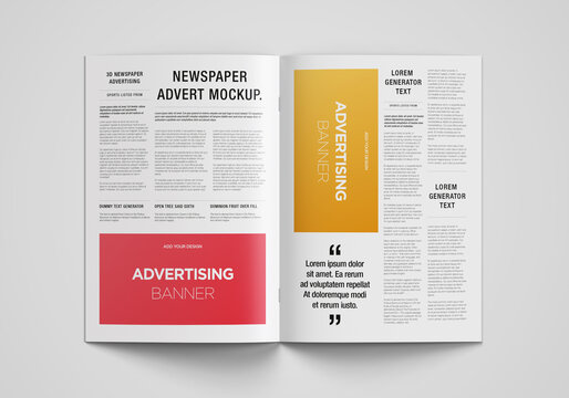 Advertising Banner on Magazine, Brochure Mockup With Hands