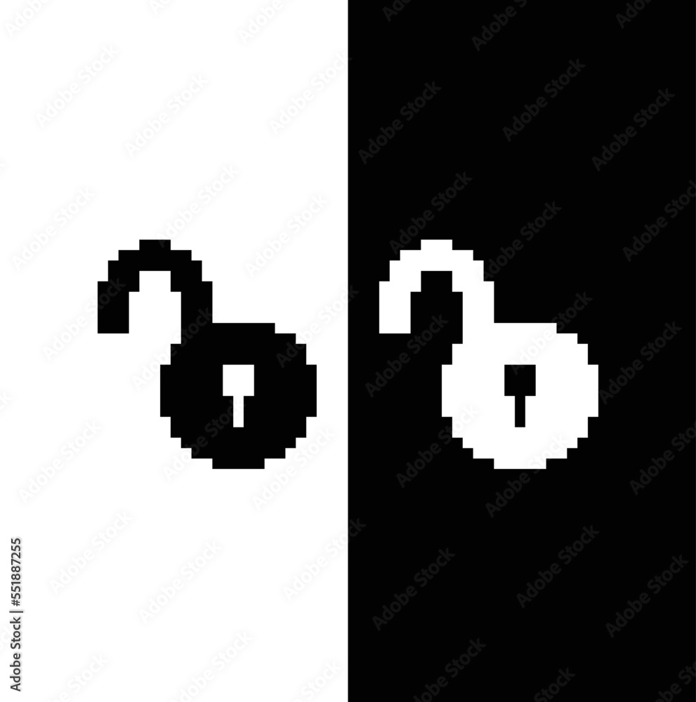 Poster pixel lock icon vector pixel art for 8 bit game