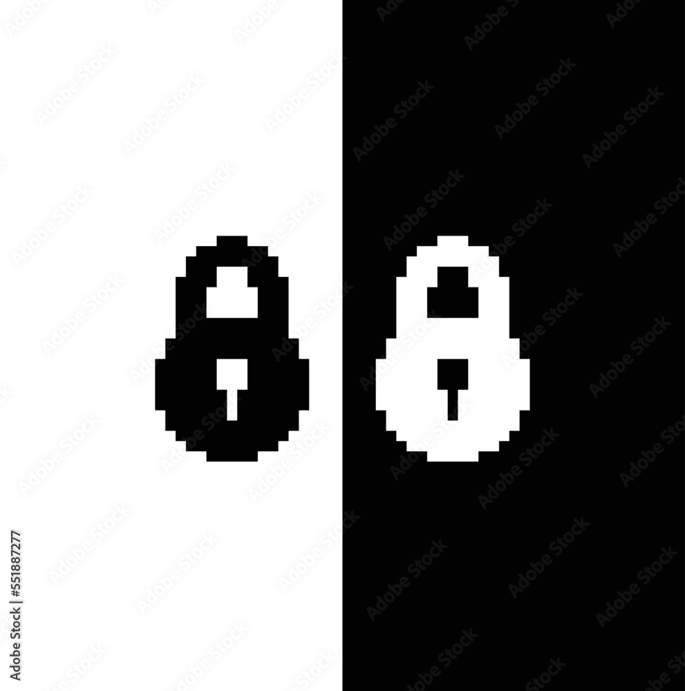 Poster pixel lock icon vector pixel art for 8 bit game