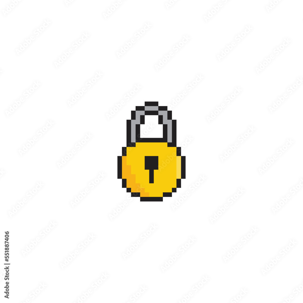 Poster pixel lock icon vector pixel art for 8 bit game