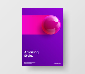 Trendy company brochure design vector illustration. Amazing 3D balls journal cover concept.
