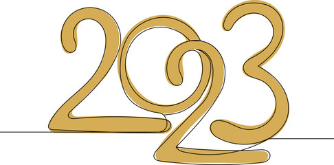 2023 year sketch, continuous line drawing, vector