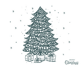 Christmas tree set, Hand drawn illustrations.	
