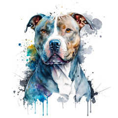 A colorful painting of an American Pitbull, Generative AI.