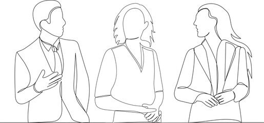 people communicates sketch, continuous line drawing, vector