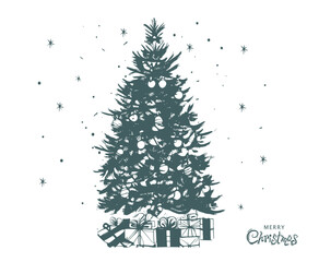 Christmas tree set, Hand drawn illustrations.	
