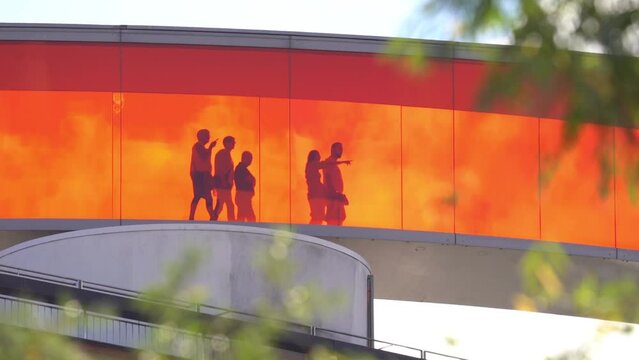People Walking The Your Rainbow Panorama Skywalk at ARoS Art Museum