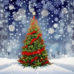 christmas tree snowflakes snowing bokeh winter wonderland
