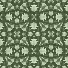 Wildflower green flower damask seamless pattern. Geometric antique floral for vintage decorative wallpaper. Cottagecore fashion repeat tile.