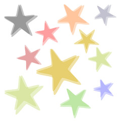 Fototapeta na wymiar illustrazione con stelle marine colorate su sfondo trasparente