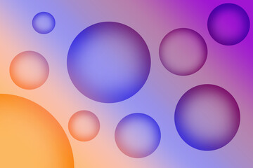 Gradient Purple and Orange Colored 3D Various Sized Spheres Symbolized the Solar System