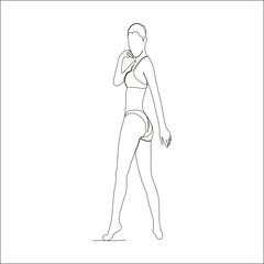 continuous line of beautiful and attractive young women in bikini poses