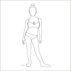 continuous line of beautiful and attractive young women in bikini poses