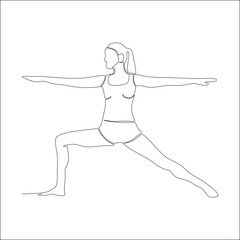 continuous line of young women in pigeon pose