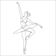 Fototapeta na wymiar continuous line of women dancing ballet