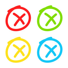 Obraz premium Set of hand drawn Cross Mark
