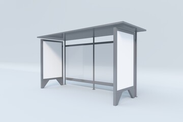 Modern Bus stop Mockup isolated on white background, 3D Rendering
