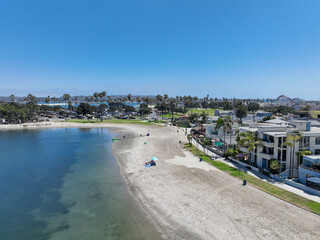 Fototapeta na wymiar Aerial view of Mission Bay and beach in San Diego, California. USA. Famous tourist destination