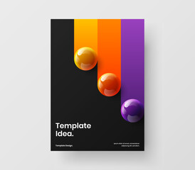 Geometric front page design vector layout. Clean realistic spheres company identity concept.