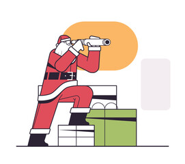 santa claus looking through binoculars happy new year merry christmas holiday celebration concept