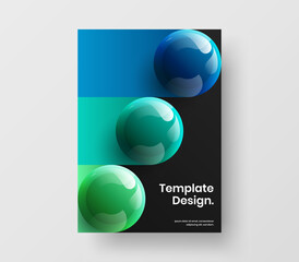 Abstract front page design vector illustration. Clean 3D spheres company brochure concept.