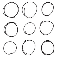 Set of Black circle line sketch