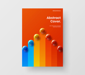 Minimalistic 3D spheres corporate brochure illustration. Multicolored catalog cover design vector template.