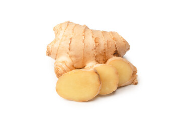 Ginger root isolated on white background.