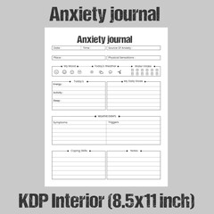 Anxiety Journal and planner KDP Interior Template designs.