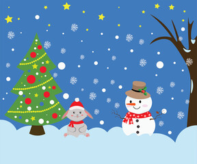 christmas card with snowman