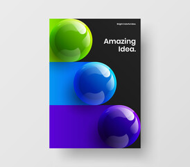 Abstract book cover A4 design vector concept. Original realistic balls postcard illustration.