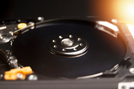 Close-up top view of hard disk