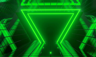 Obraz premium 3d illustration rendering,gaming gamer background abstract wallpaper,cyberpunk style metaverse scifi game, neon glow of stage scene pedestal room