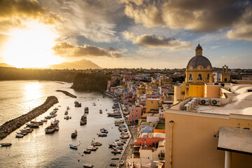 Fototapeta premium beautiful italian island procida famous for its colorful marina, tiny narrow streets and many beaches